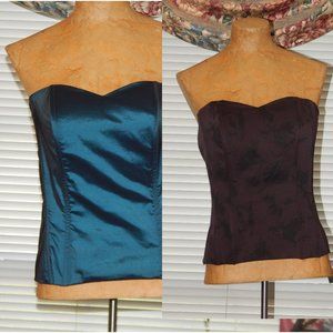 NWT $334 2 Bustiers Corsets MATTHILDUR sz 1 S Blue & Mulberry